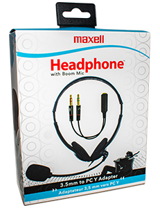 Stereo Headphones with Boom Mic and PC Y Adapter